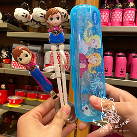 Set hộp đũa muỗng tập ăn nhựa 3D Disney hình Anna