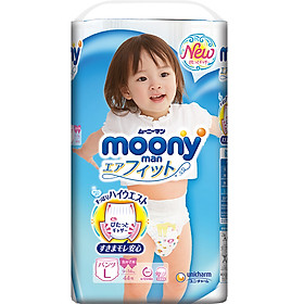 Tã Quần Cao Cấp Moony Nhật Bản Bé Gái L44 (44 Miếng)