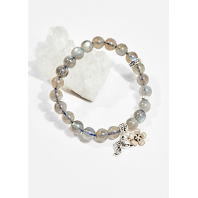 Vòng tay phong thủy nữ đá labradorite charm bạc 8mm mệnh thủy , kim - Ngọc Quý Gemstones