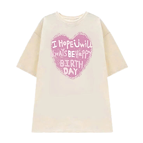 Áo Thun Form Rộng In Trái Tim Birthday Cute – Cotton Mềm Mát Unisex Nam Nữ