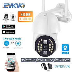 EVKVO - 20LED Lights Full Color Tầm nhìn ban đêm - 5x ZOOM - V380 APP FULL HD 3MP Quay WIFI Camera IP Network IP66 Không thấm nước Outdoor PTZ IP Camera CCTV Dual Antennas Âm thanh hai chiều Motion Detection Alarm ONVIF NVR P2P - V380 PRO APP