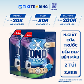 Combo 2 Túi Nước Giặt Omo Matic Bền Đẹp Bền Màu Cho Máy Giặt Cửa Trước 3.6KG