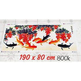 Mua (Đã thêu) Tranh thêu cửu ngư quần hội 190x80cm