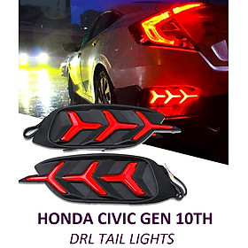 Bộ Đèn Gầm Sau Led Xương Cá Honda Civic Gen 10th (2018-2020)