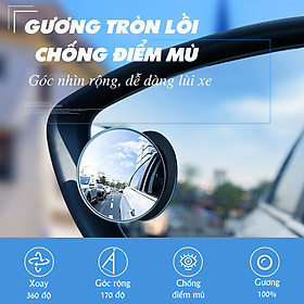 Gương cầu lồi ô tô dododios dán trên gương chiếu hậu tăng góc nhìn chống nước - Gương mini chống điểm mù oto xe hơi, Gương Cầu Lồi Ô Tô Xe Hơi Chiếu Hậu Chống Điểm Mù Cho Xe