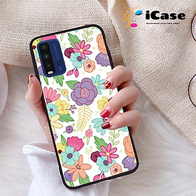 Ốp lưng iCase dành cho Xiaomi Poco M3 chất liệu viền dẻo lưng cứng nhám TPU có hai lỗ xỏ dây đeo in nổi 4D hình bộ sưu tập HOA - Hàng chính hãng