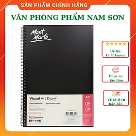 Sổ Sketch Mont Marte - Sổ vẽ chì gáy lò xo Visual Art Diary 110gsm A3,A4,A5,A6 120Page