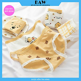 Bộ 5 Quần Lót Nữ Cotton Lót May Chống Viêm, Quần Chip Nữ Kháng Khuẩn Cao Cấp Thương Hiệu BAW NT722 - Bộ 5 quần lót màu ngẫu nhiên - Onesize: 40-60kg