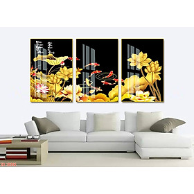 Mua Bộ 3 Tranh Treo Tường Tráng Gương Pha Lê Cao Cấp  HƯƠU TÀI LỘC  Trang Trí Phòng Khách Sang Trọng  Hiện Đại  PVP-DC379-DC389