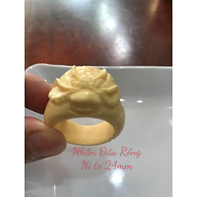 Nhẫn Nam Chạm Đầu Rồng Giả Ngà hay Xương Mỹ Nghệ màu trắng Ni to 24mm Cao 18mm Dầy 5mm Dành Cho Các Anh Nam đeo nhẫn ngón tay cái hay bất kỳ ngón tay nào ni lọt vừa tay là 24mm rẻ vẫn đẹp như thường ạ