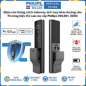 Mua Bộ khóa cửa thông minh Gateway điều khiển từ xa  vân tay  thẻ từ  mật khẩu và chìa cơ  tích hợp kèm chuông cửa Philips DDL801-5HBS - Hàng chính hãng