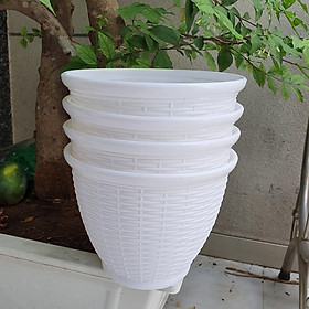 Bộ 4 chậu trồng hoa mây đan vành trắng 26x20cm-Đồ Gia Dụng Tại HCM