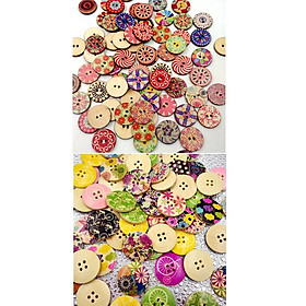 125 X Round 2/4 Hole Wooden Buttons for Sewing Scrapbooking Crafts 20mm 30mm