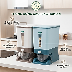 Thùng đựng gạo tiện ích 10kg có ca đong cao cấp Hokori 5338 Nhựa Việt Nhật - Giao màu ngẫu nhiên