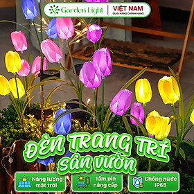 Mua Đèn Trang Trí Năng Lượng Mặt Trời Hoa Tulip  Nhiều Màu Hồng - Xanh - Vàng  Trang Trí Quán Cafe  Quán Ăn - DA3002