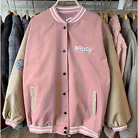 Áo khoác nữ bomber khoác gió chất dù 2 lớp BADGE chống nóng phong cách Hàn Quốc