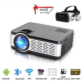 Máy Chiếu Siêu Nét W5 Projector Hỗ Trợ Độ Phân Giải 1080P Độ Sáng 4000Lumens Kết Nối Bluetooth 4.0, Wifi,USB/HDMI * 2/AV/VGA/SD Kèm Kính Thực Tế Ảo Vr Box (Màu Giao Ngẫu Nhiên)