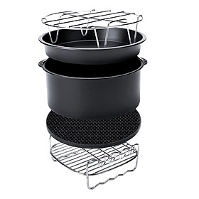 Air Fryer Accessories Set of 8, Fit for 4.2-8qt Cake Barrel Pizza Pan Rack