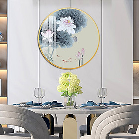 Mua Tranh Treo Tường 3D - Tranh Tròn Tráng Gương Bạch Liên Hoa