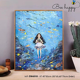 Mua Tranh Sơn Dầu Số Hóa BEE HAPPY Em gái nhỏ giữa đại dương CN4018