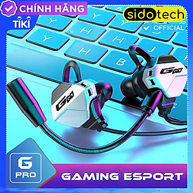 Tai nghe gaming có mic cho điện thoại SIDOTECH G-Pro chuyên chơi game PUBG mobile / FF / ROS / Tốc chiến micro kép chống ồn nâng cấp nghe rõ tiếng bước chân, đi kèm bao da và cáp chuyển đổi - Hàng Chính Hãng