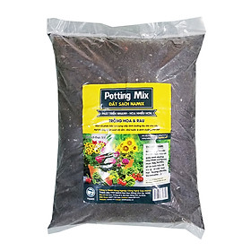Đất sạch trồng chậu Potting Mix Namix (Túi 5 lít - Nặng tầm 2kg) | Trồng rau, hoa trong chậu và cây cảnh