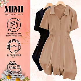 MIMI BigSize [50KG-100KG] Đầm Big Size Sơ Mi Chun Eo Co Giãn Thời Trang Pháp