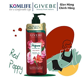 Sữa tắm GIVEBE Đỏ - Red Poppy 700 ml hương nước hoa Ý tái tạo làn da, mềm mại, sạch mụn