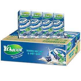 Thùng 48 Hộp Sữa Chua Lên Men Tự Nhiên Yomost Bạc Hà - Việt Quất (170ml/Hộp)