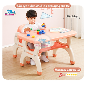 Bộ bàn học cho bé 2 in 1 , Nhựa nguyên sinh cao cấp dày dặn chắc chắn