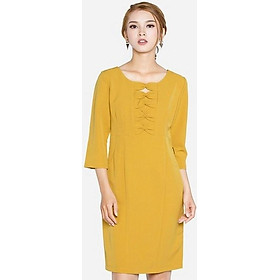 Đầm tay lỡ ngực phối nơ The One Fashion DDC0781VA