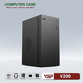 VỎ CASE MÁY TÍNH VSP V200 (mATX, Đen/ Trắng) - HN - HÀNG CHÍNH HÃNG