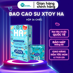 Bao cao su XTOY HA Ultra thin, siêu mỏng, siêu nhiều bôi trơn 2000mg gốc nước, hộp 36 chiếc