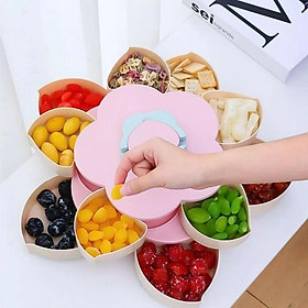 Mua Khay đựng mứt bánh kẹo tết 2 tầng 10 cánh xoay 360 độ trưng bày bánh kẹo tết