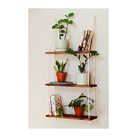 Mua Kệ treo 3 tầng decor trang trí nhà cửa để đồ lưu niệm cây cảnh mini gỗ thông tự nhiên