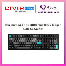 Mua Bàn phím cơ có dây AKKO 3108 Plus Black & Cyan (Foam tiêu âm / AKKO CS switch) - Hàng chính hãng