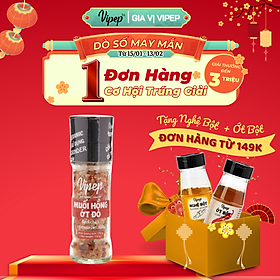 Muối Hồng Himalaya Ớt Đỏ Tự Nhiên Cối Xay Vipep Hũ Thủy Tinh 110g