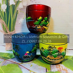 Mua Hũ Lọ Đựng Trà Sơn Mài Đựng Kẹo Vẽ Cảnh Đồng Quê Việt Nam - Vietnamese Lacquer Teapot