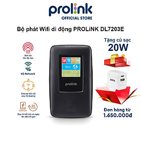 Bộ phát Wifi di động PROLiNK DL7203E, SIM 4G LTE 150Mbps, pin 5200mAH, màn hình 1.44", cổng RJ45, USB 2.0, microSD - Hàng chính hãng