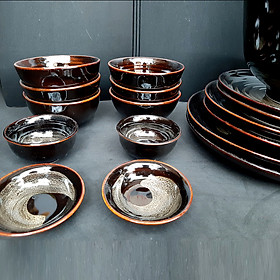 Mua Bộ Đồ Ăn Men Cánh Gián - Bộ Bát Đĩa Cao Cấp - Gốm Sứ Bát Tràng