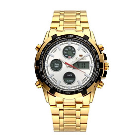 Đồng hồ đeo tay nam đa chức năng hiển thị kép chống thấm nước-Màu trắng
