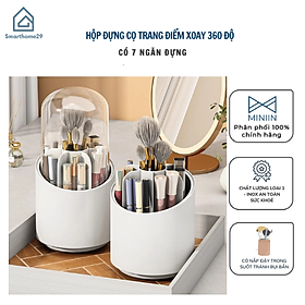 Mua Hộp Đựng Cọ Trang Điểm Xoay 360 Để Bàn Trong Suốt Chống Bụi Tiện Dụng- Kệ Đựng Mỹ Phẩm Để Bàn Có Nắp Tiện Lợi - HÀNG CHÍNH HÃNG MINIIN