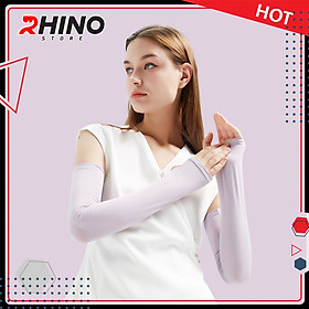 Găng tay băng lụa xỏ ngón chống nắng Rhino S102, tất tay nam nữ, chống tia UV, chống bụi, UPF50+, Hàng chính hãng