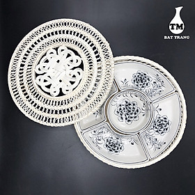 Mua Khay mứt tết   hộp đựng bánh kẹo gốm sứ kèm đế Mây tre đan Xưởng Gốm TM Bát Tràng