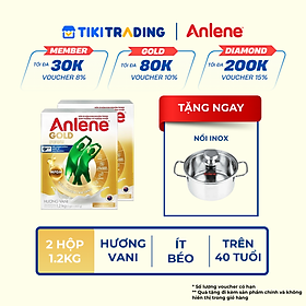 Combo 2 TPBS Anlene Gold hương vani 1.2kg tặng nồi inox