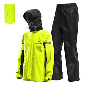 Men Motorcycle Rain Suit Outdoor Reflective Waterproof Rain Jacket and Pants Rain Gear for Riding Cycling Camping Hiking