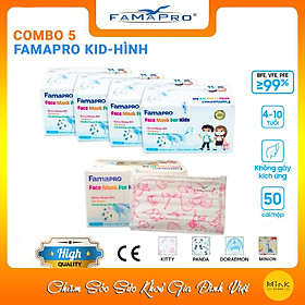 [HỘP - FAMAPRO MAX KID] - khẩu trang y tế trẻ em kháng khuẩn 3 lớp Famapro Max Kid (50 cái/ hộp) - COMBO 5 HỘP