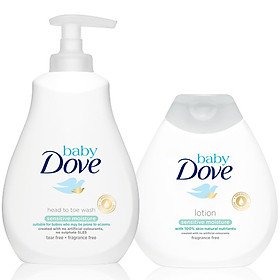 Combo Sữa Tắm Gội Toàn Thân Và Sữa Dưỡng Thể Baby Dove Cho Da Nhạy Cảm (400ml & 200ml)