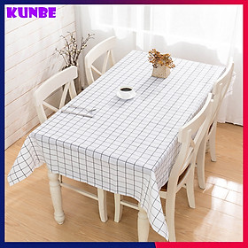 Khăn Trải Bàn Kẻ Caro KUNBE Chống Thấm Nước, Tấm Lót Bàn Ăn Nhiều Kích Thước Decor Bàn Ăn Tiện Dụng 