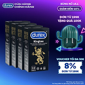 Bộ Bao Cao Su Durex Kingtex Hộp 12 Bao - 4 hộp 48 bao